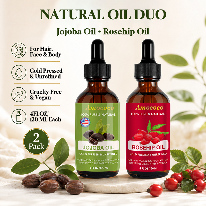 Castor Oil Cold Press - Amococo 2pcs Óleo de Jojoba e