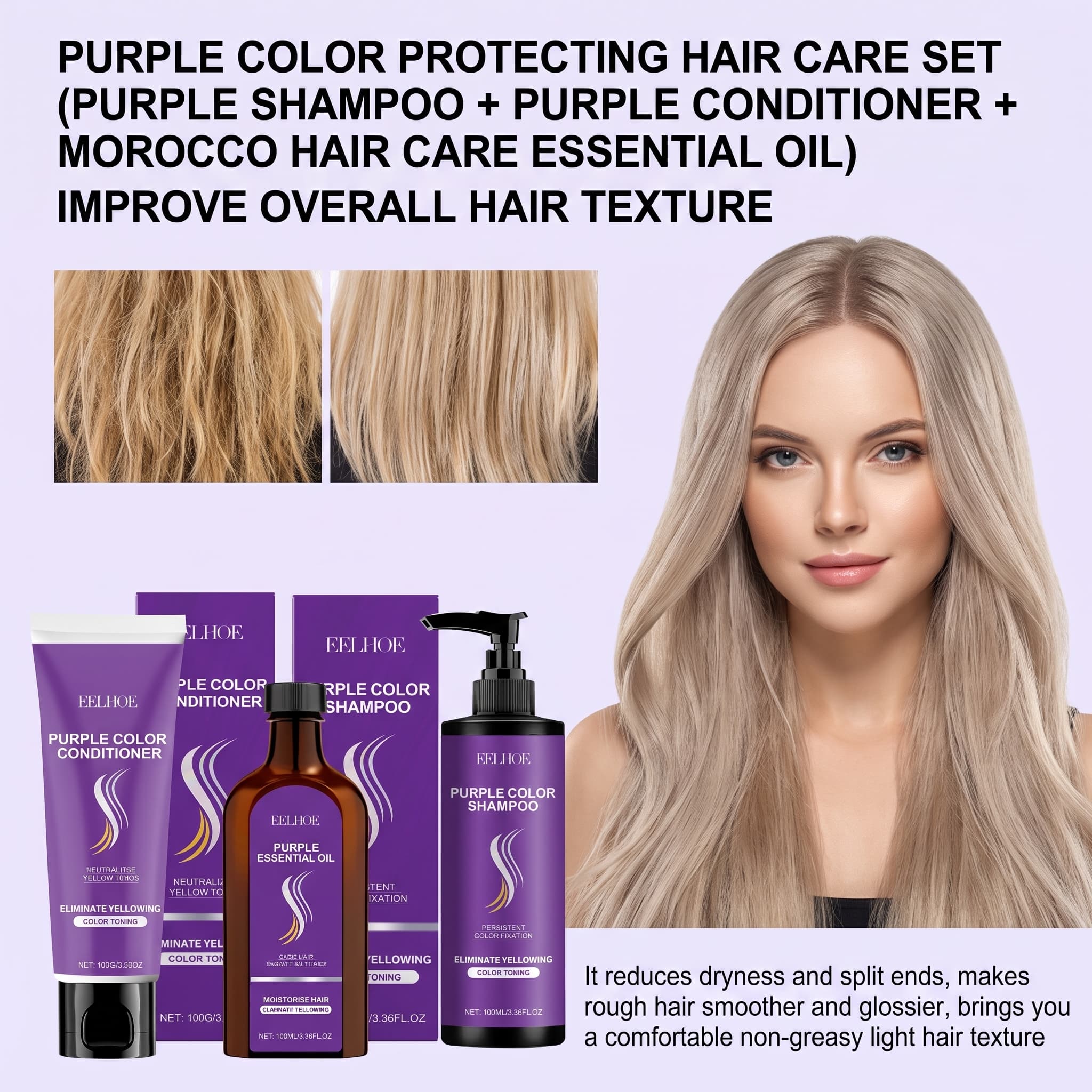Conjunto de Shampoo Roxo com C - Hair Care Serum avaliação e preço