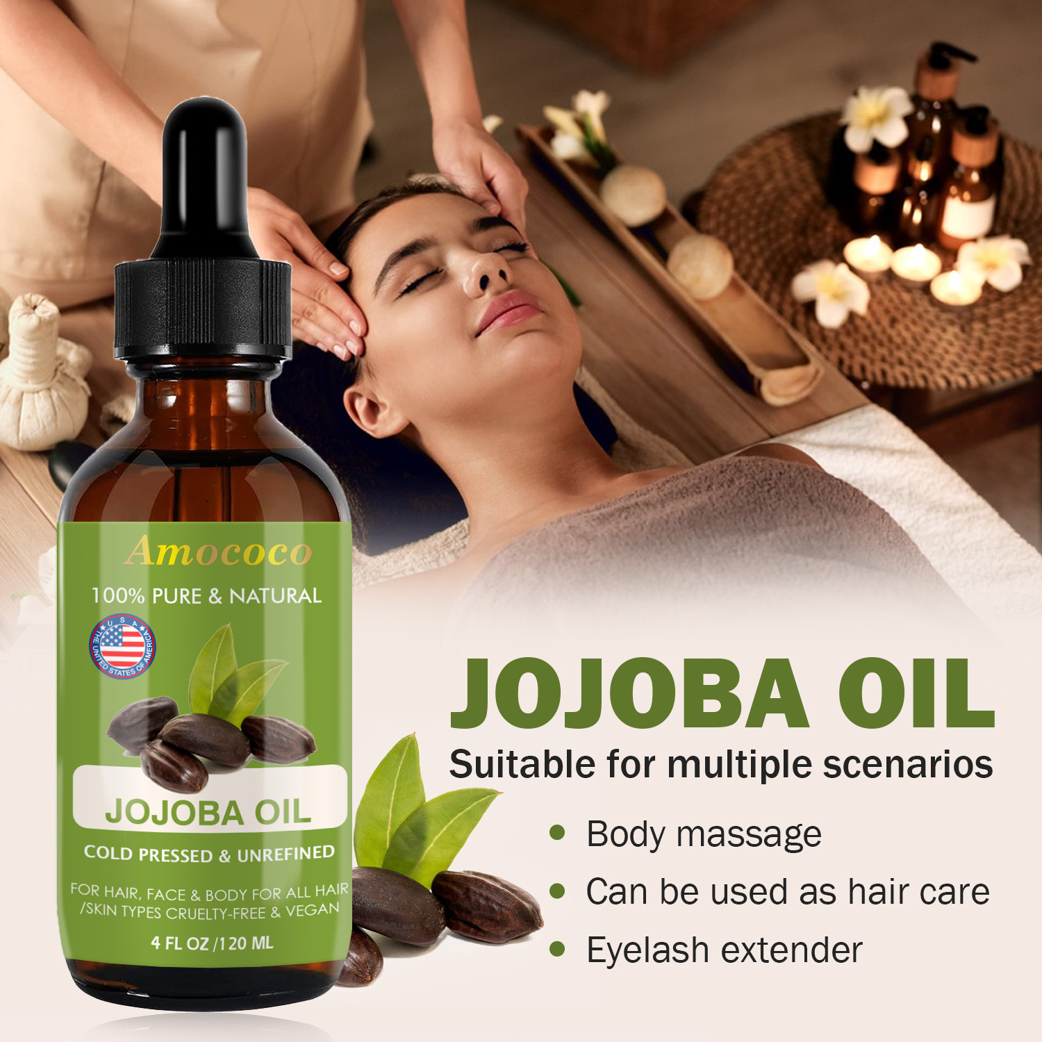 Amococo 2pcs Óleo de Jojoba e  - Castor Oil Cold Press avaliação e preço